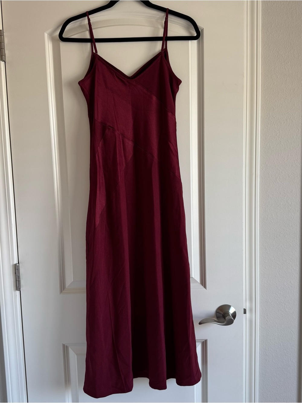 J. Crew Collection Burgundy Slip Midi Dress with Spaghetti Straps - Picture 3 of 4